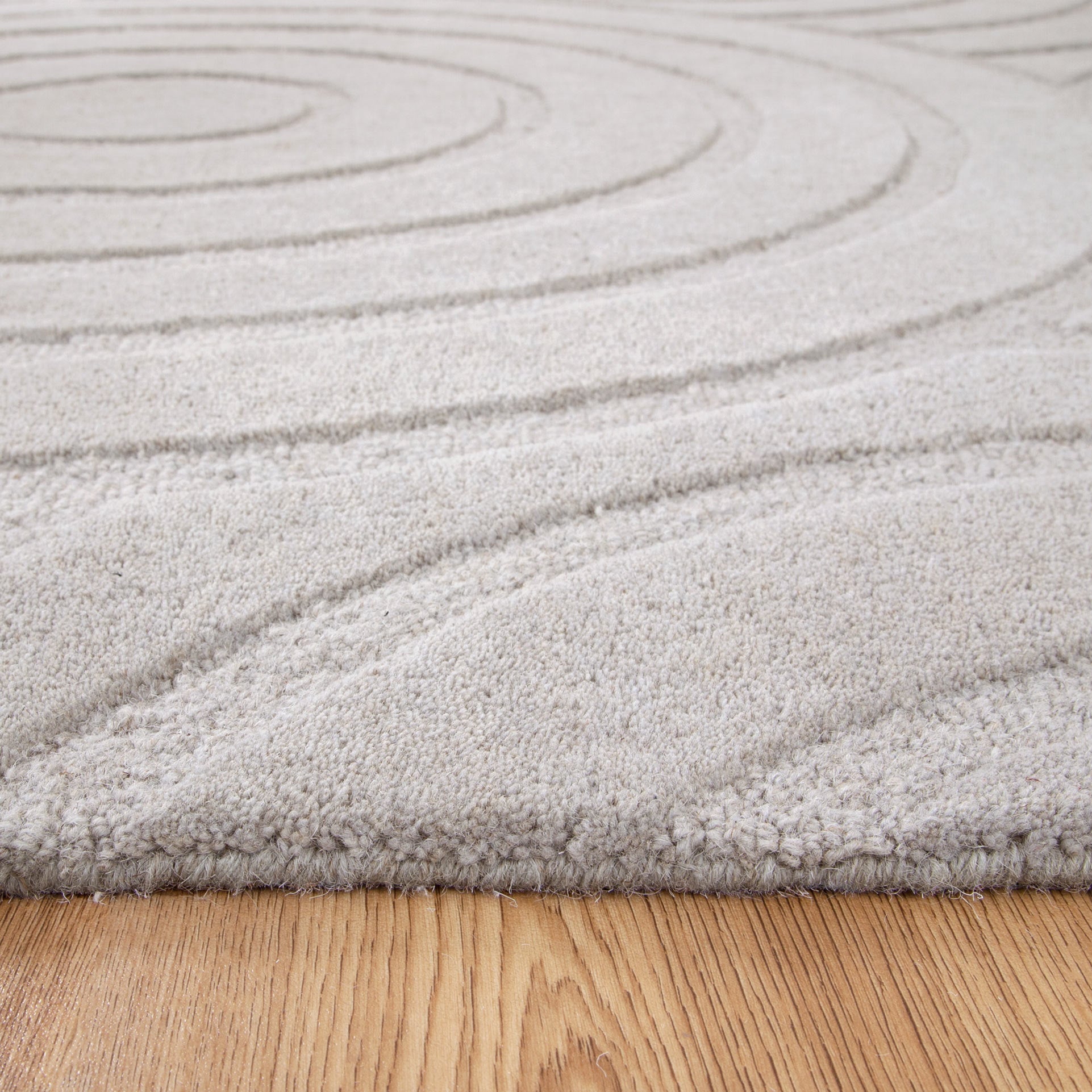 Light Grey Ellipse Hand - Tufted 100% Wool Rug by Les Nomades