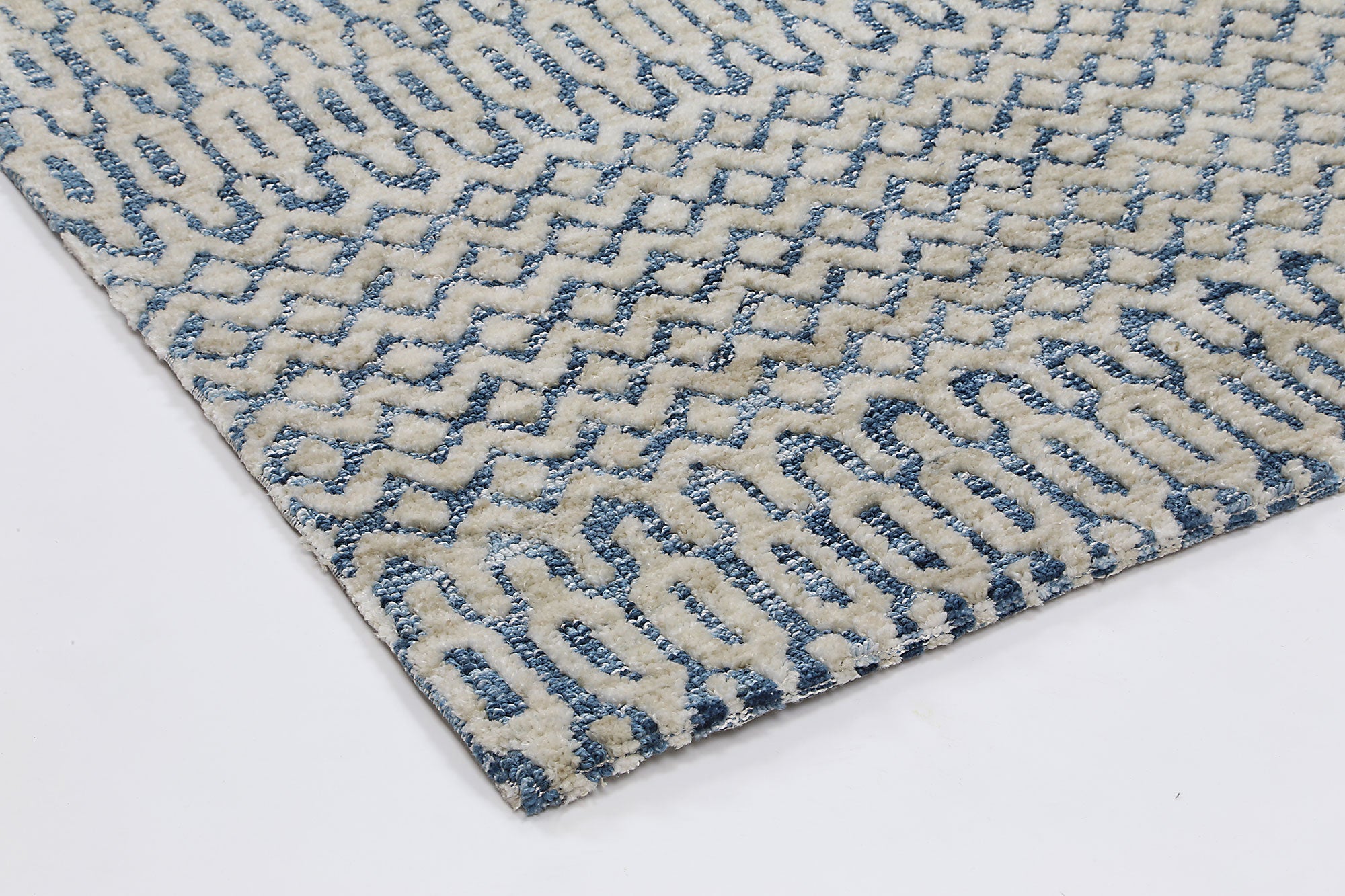 Navy Tribal Style Ambarsar Camphils Plush Polyester Rug