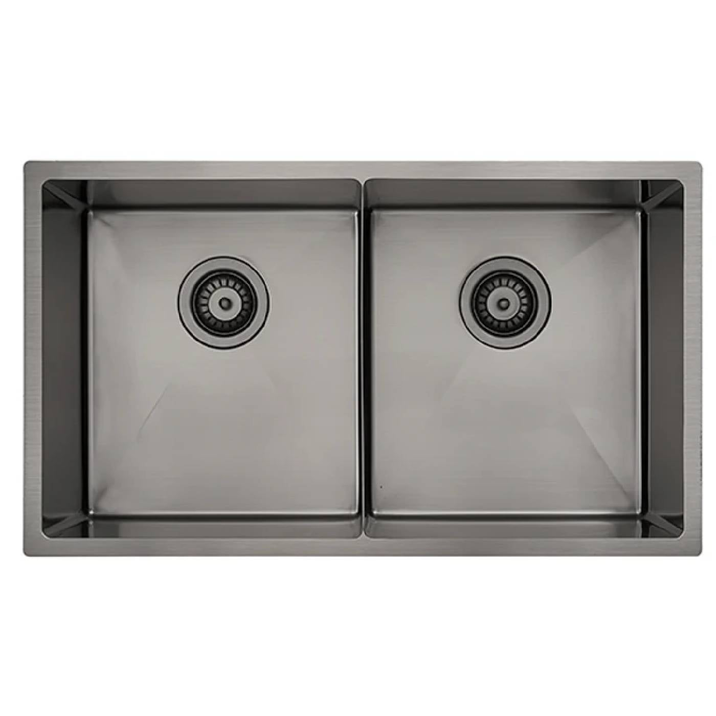 Get This Stylish 760 x 440mm Brushed Gun Metal Double Bowl Kitchen & Laundry Sink - Luminare