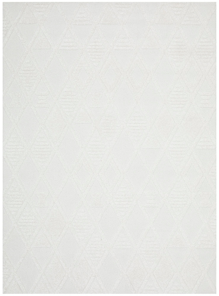 Marigold Lisa White Power Loomed Polypropylene Rug - Ideal for Bohemian & Scandi Decor