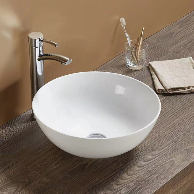 Hot Sale! POSEIDON Round Gloss White Ceramic Bathroom Basin (400x400x130)