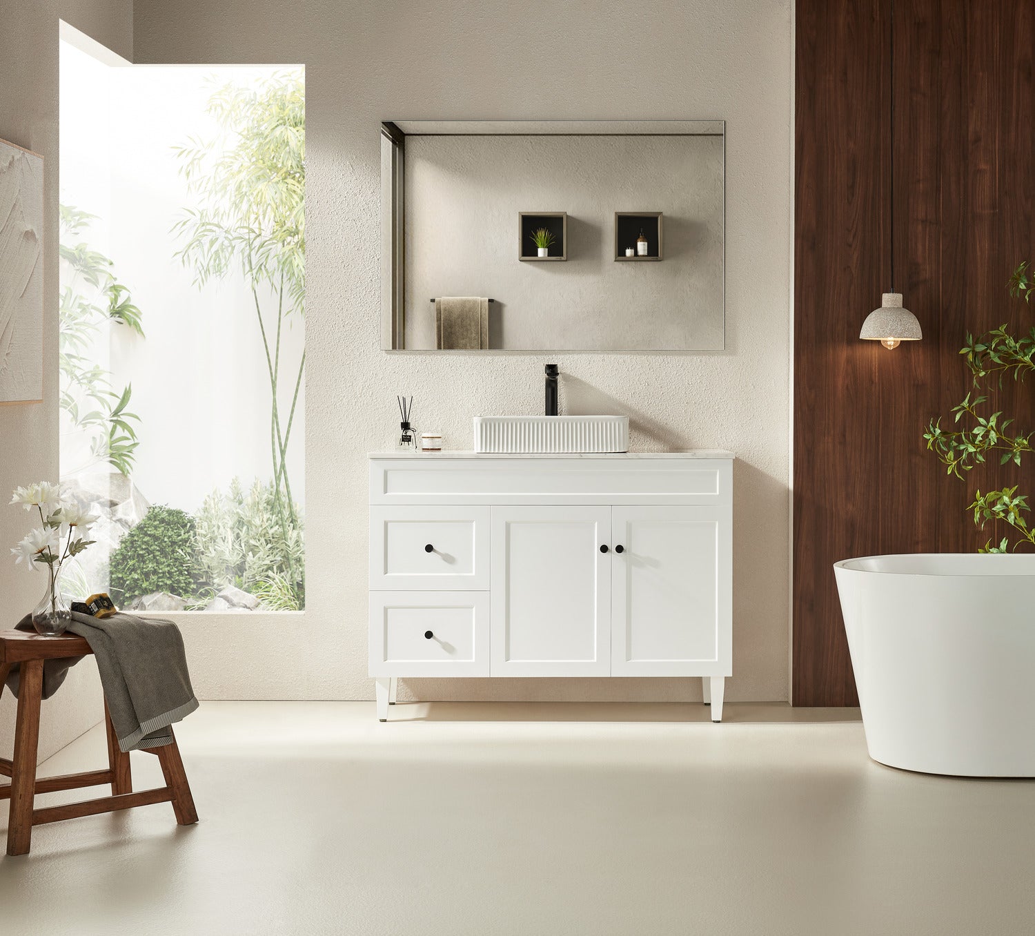 1200mm Matte White Single Bowl Harrington PVC Floor Cabinet Vanity