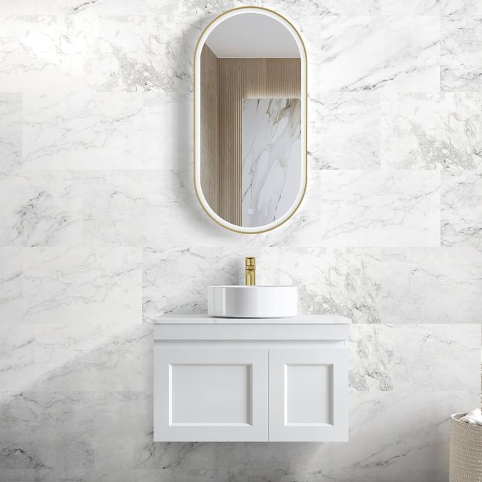 HAMPTON Mark II 750mm Matte White Wall-Hung Stylish Vanity with Ample Storage