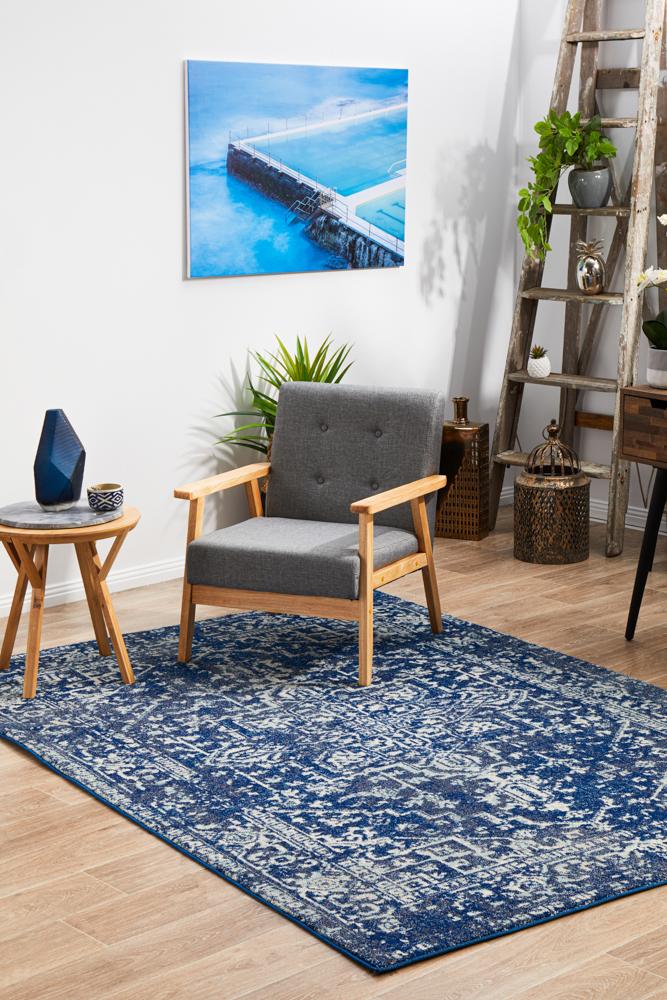 Hot! Evoke Navy Transitional Contrast Rug
