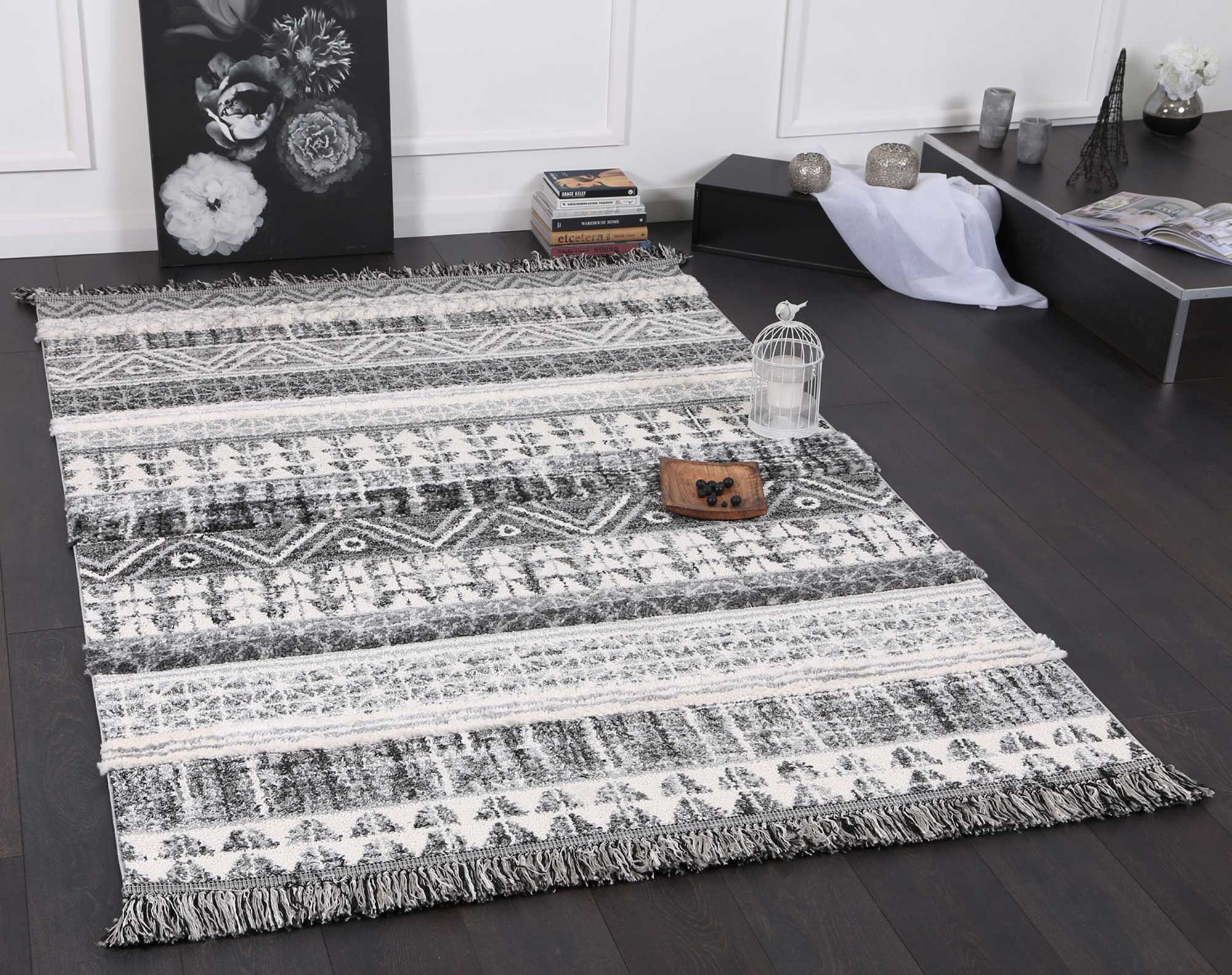 Hot! Mono Tribal Cream Anthracite Rug
