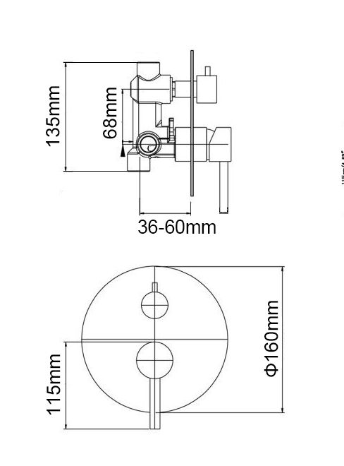 LUCID PIN Gun Metal Grey Round Shower/Bath Mixer Diverter - Upgrade Your Bathroom Now