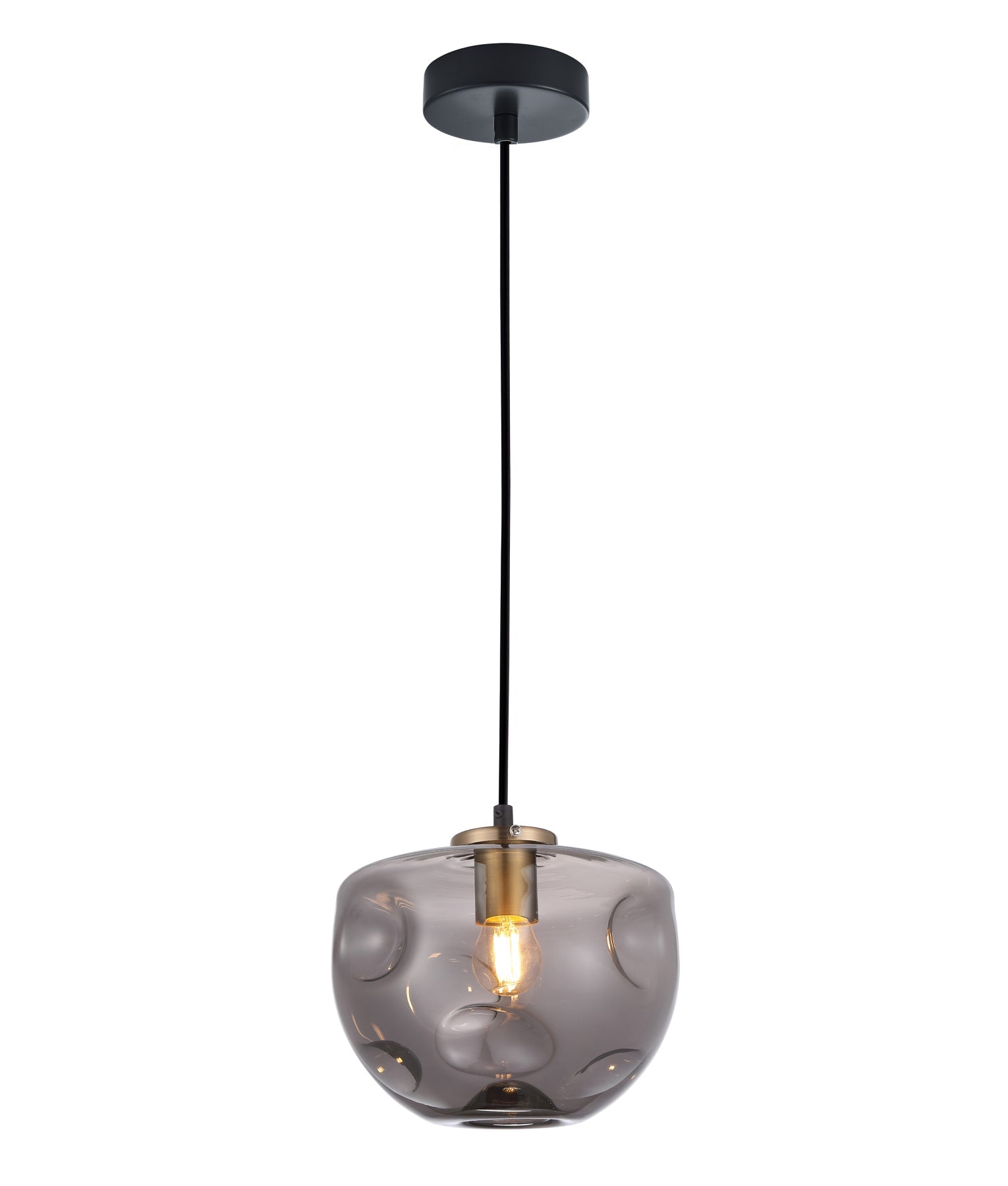 FOSSETTE: Indoor Dimpled Glass Pendant Light with Smoked Mirror Effect
