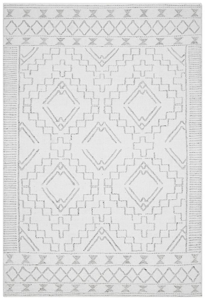 Ivory Hudson 802 - 100% Wool Flat - Woven Rug