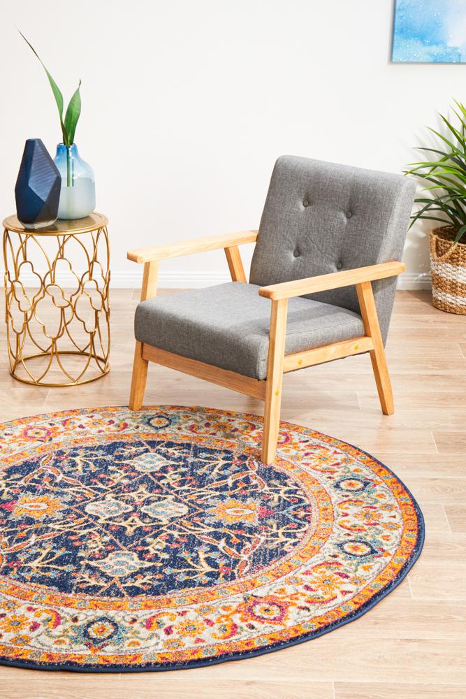 Hot Sale! Evoke Splash Transitional Round Polypropylene Rug with Floral Geometry