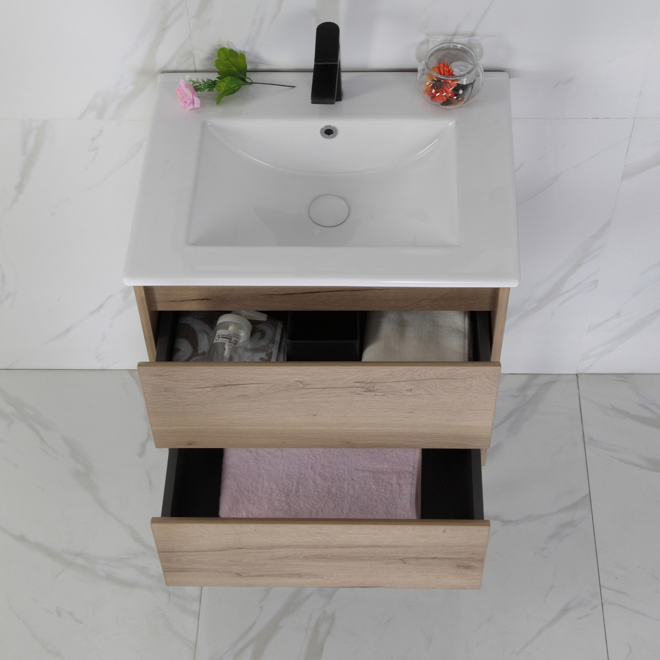 Exclusive MAX MDF Wall Hung Vanity in Natural Oak (All Sizes)