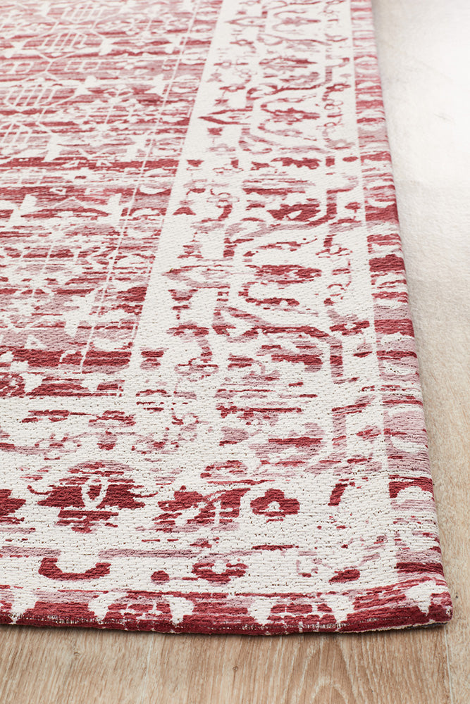 8mm Pile Magnolia 88 Rose Cotton Chenille Jacquard Woven Rug