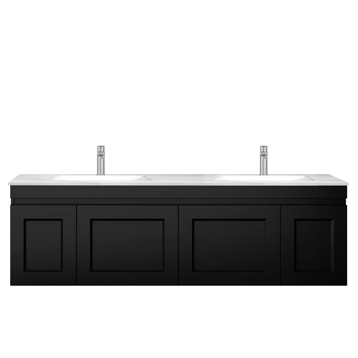 HAMPTON Mark II Wall-Hung Vanity - 1500mm Matte Black, Stylish Storage Solution