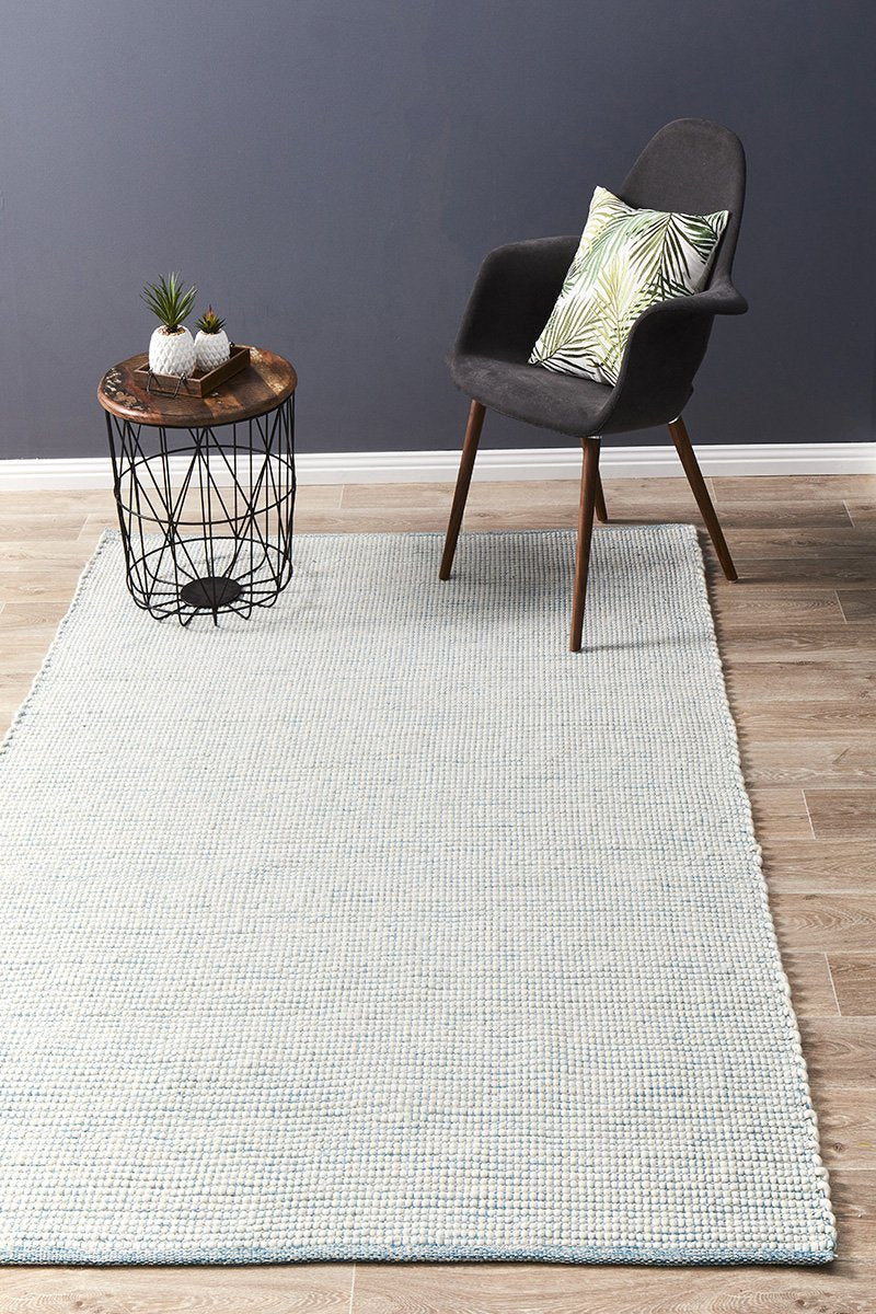 Exquisite Turquoise Hand-Woven Loft Wool Rug for Contemporary Spaces