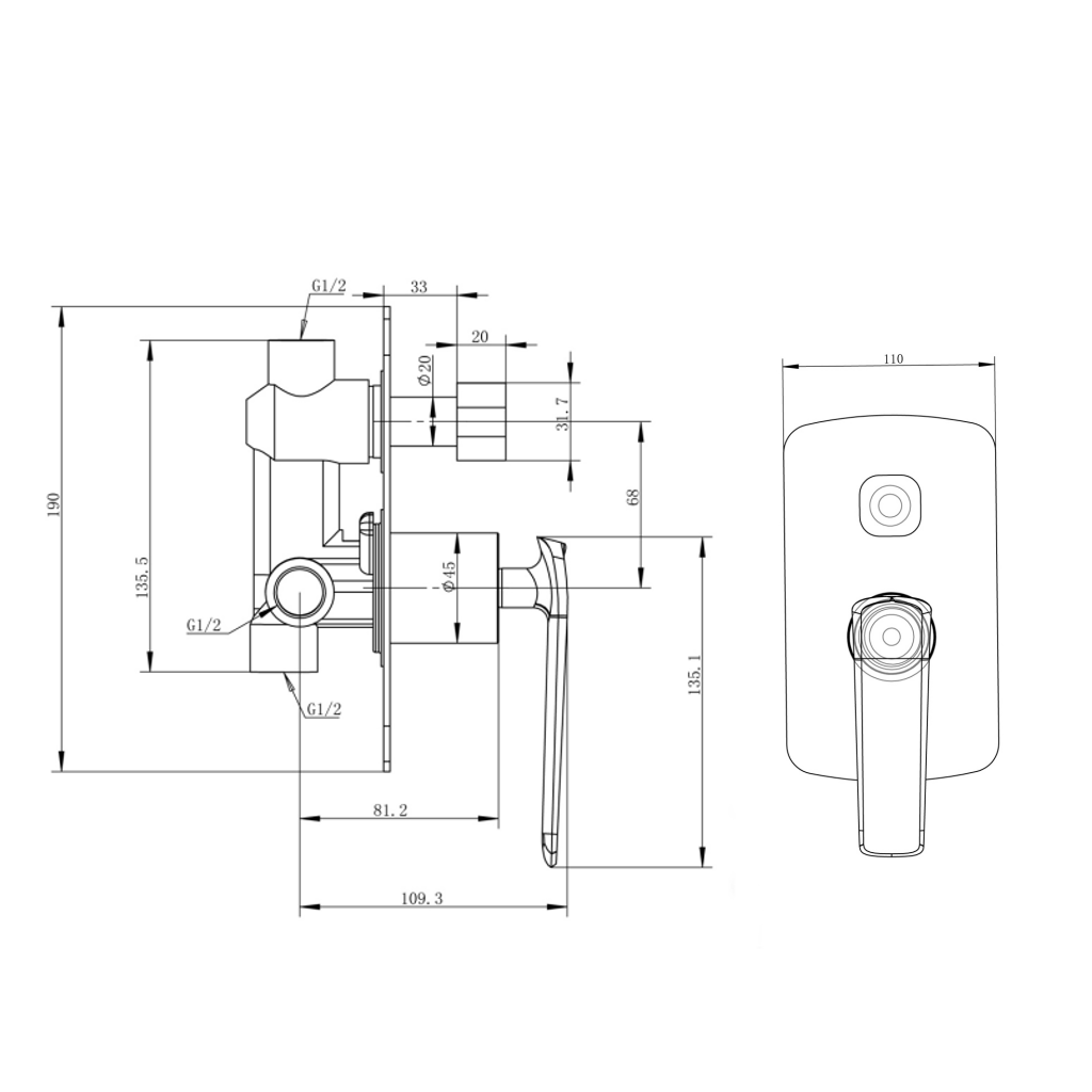Hot Deal! Modern Brushed Yellow Gold Wall - Mounted Bathroom Shower Mixer with Diverter