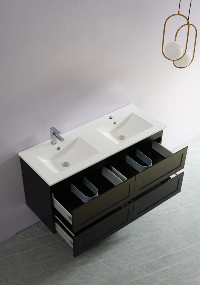 1200mm Fremantle PVC Wall - Hung Vanity in Matte Black (Single/Double Bowl)