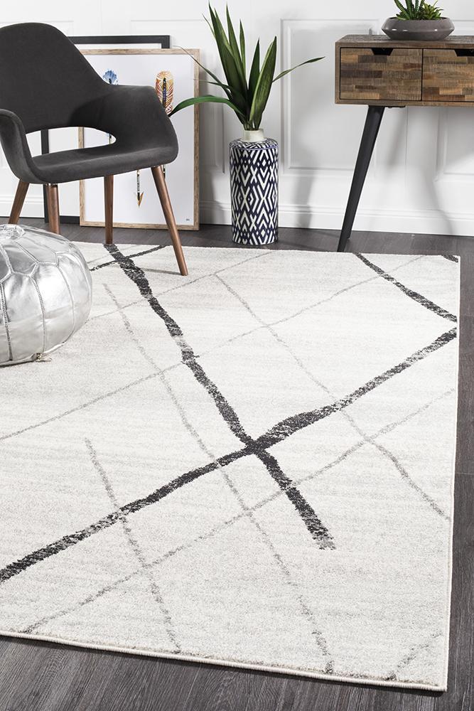 Contemporary Oasis Noah Rug in White and Grey Tones