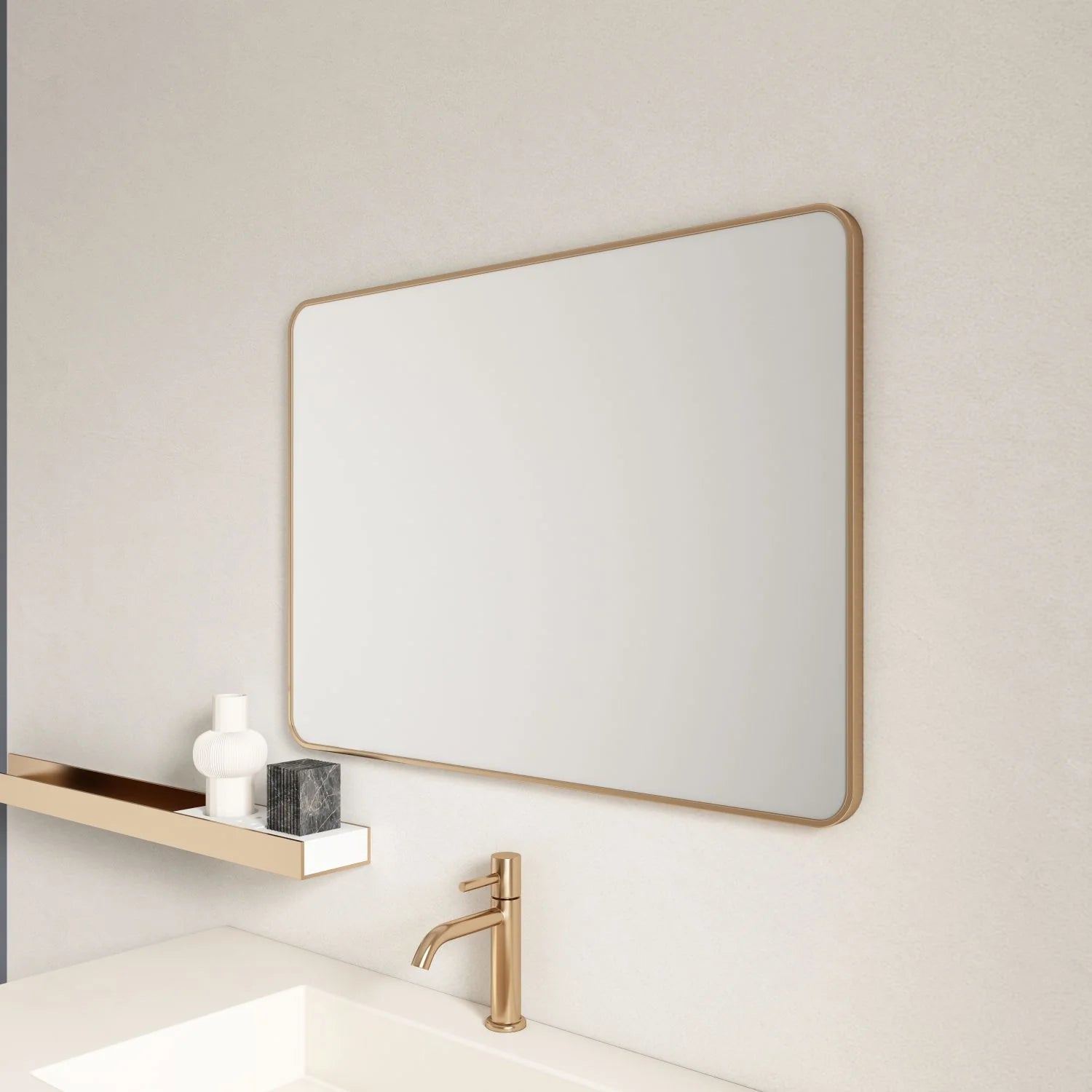 600x750mm Brushed Gold Aluminum Framed Elegant Rectangular Mirror