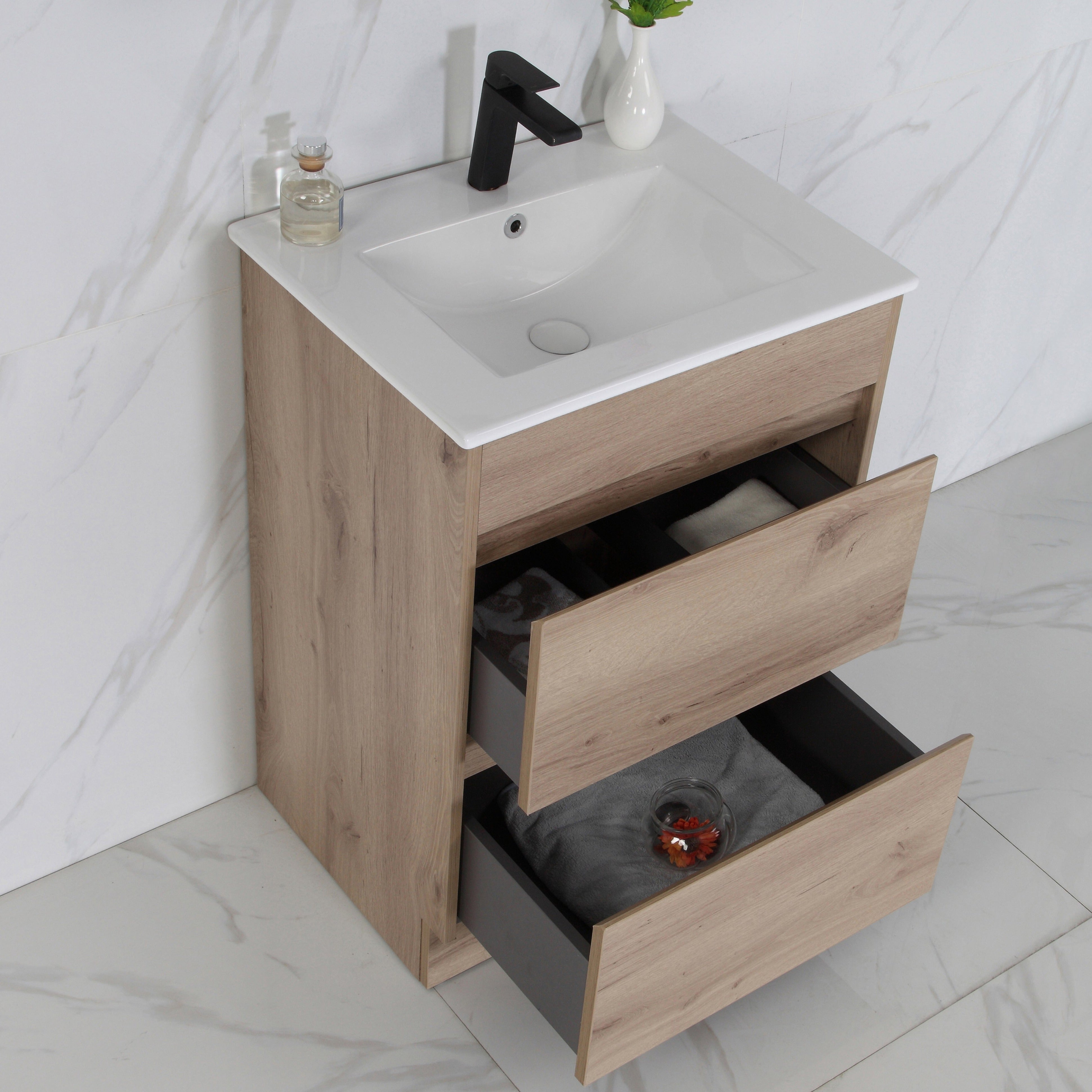 Get the Best MAX MDF Freestanding Vanity in Natural Oak - All Sizes Available