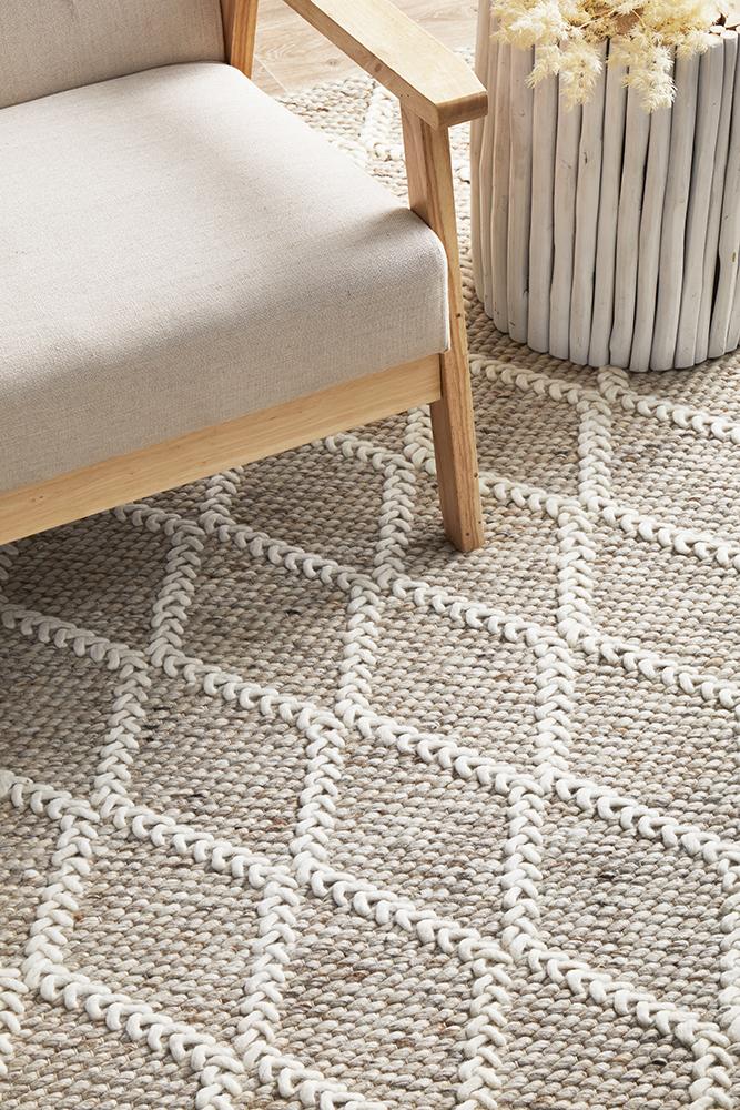 Stunning Huxley Natural Flatwoven Wool & Polyester Rug for Contemporary Spaces