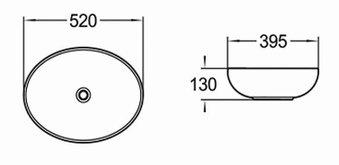 Oval Matte White High - grade Ceramic Bathroom Basin (520x395x130mm)