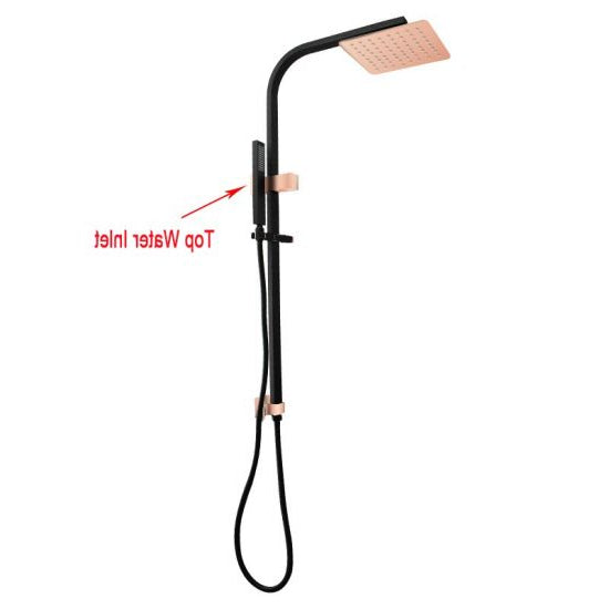 Hot Deal! 10-Inch Square Black Rose Gold Shower Station with Top Water Inlet