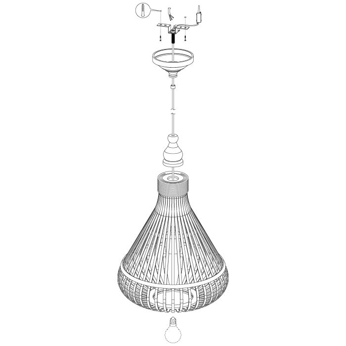 AMSFIELD Natural Cane Finish Brown Pendant Light for Living Areas
