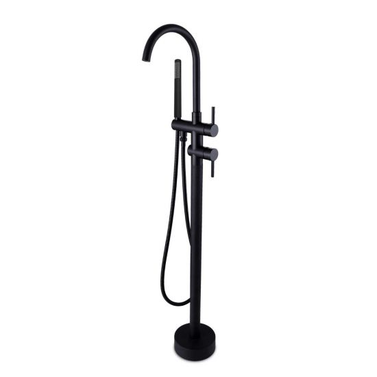 Hot Deal! Pentro Black Freestanding Bath Mixer with Handheld Shower
