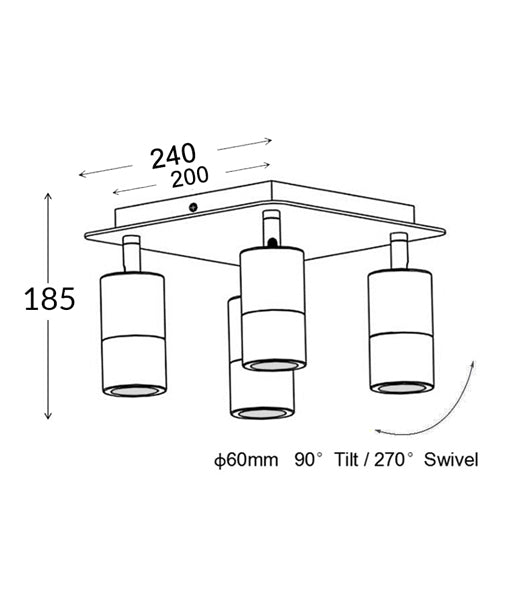 Titanium GU10 Exterior Adjustable Head Bar Lights with IP44 Rating