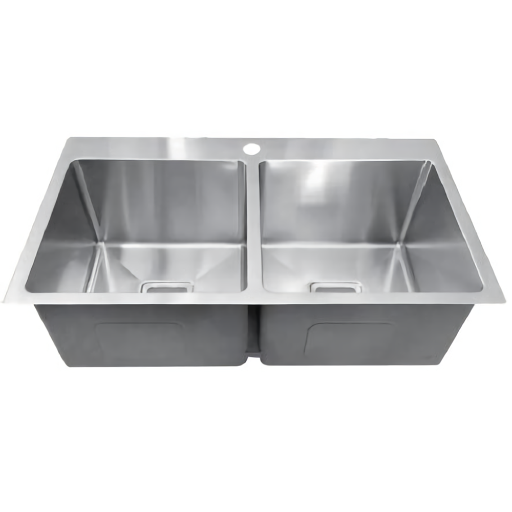 Hot Sale! POS Stainless Steel Double Kitchen Sink 775×450×235mm with Tap Hole