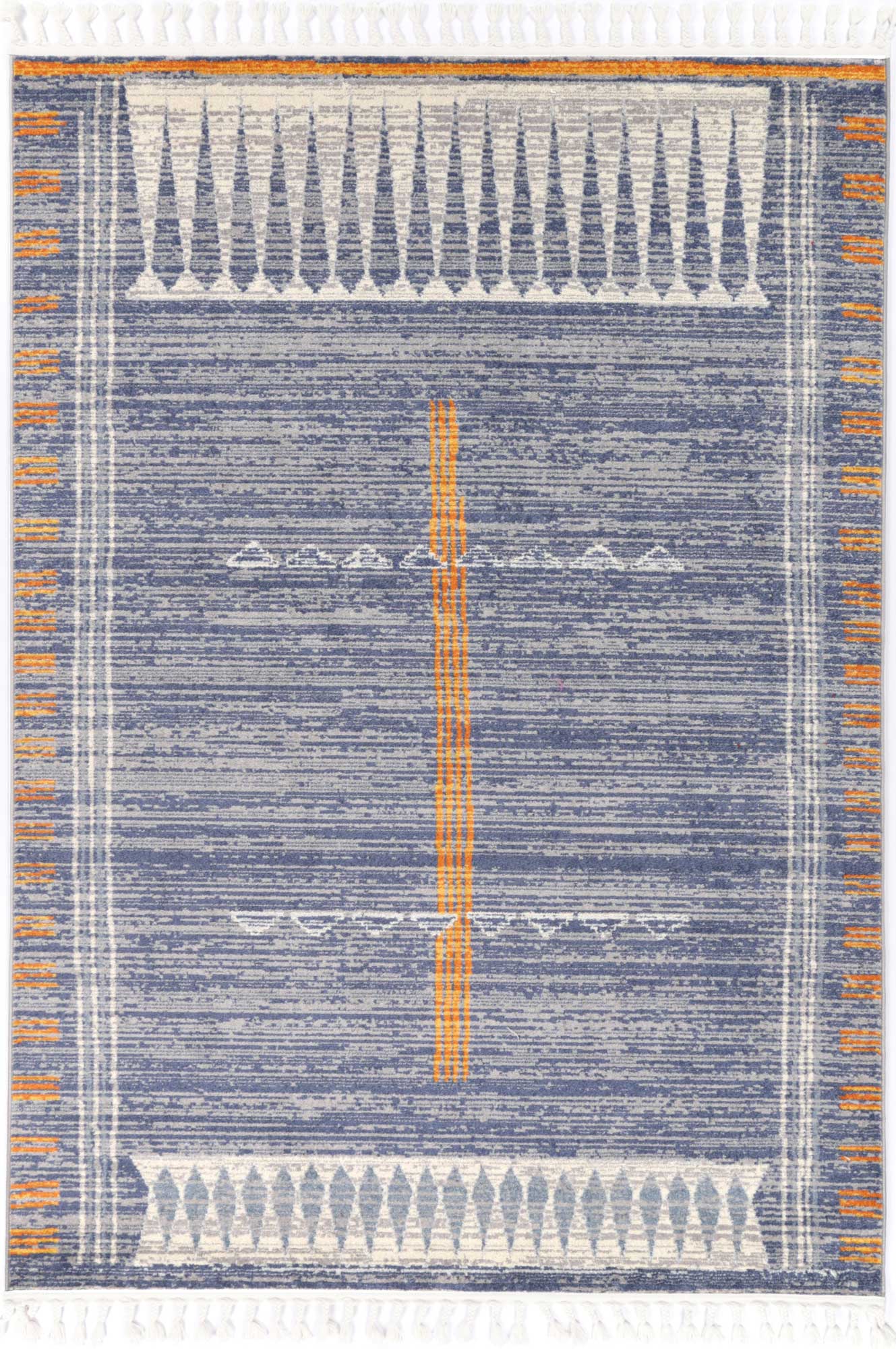 Contemporary Blue Rug Inspired by Peru Quito