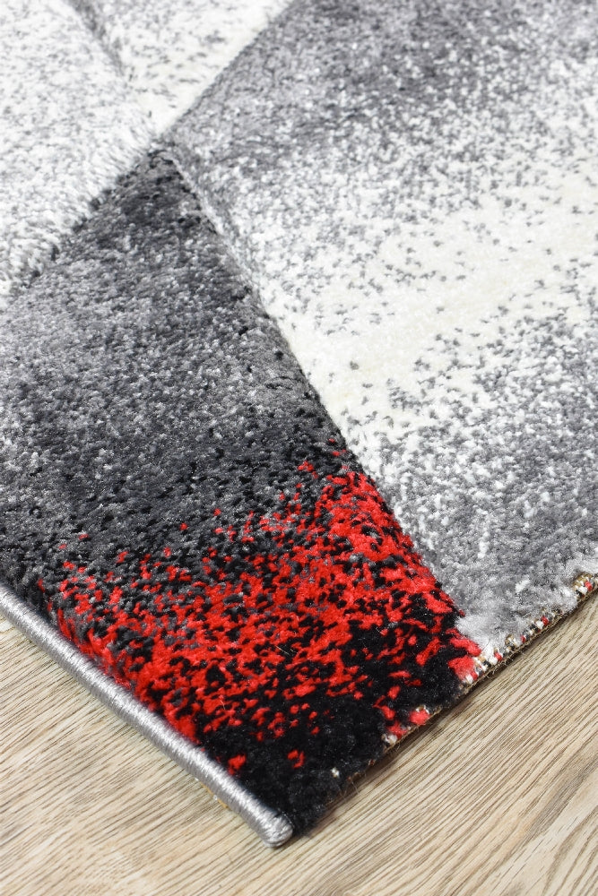 Hot Sale! Novus 54B Grey and Red Contemporary Machine - Woven Rugs