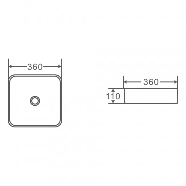 Hot Sale ETNA Square White Counter Top Basin (360x360x110mm)
