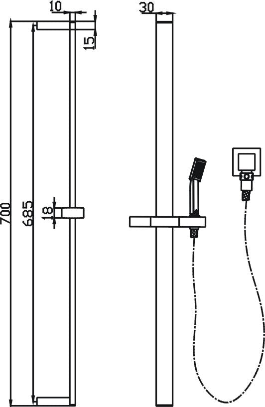 Hot Deal: Chrome Modish Hand Shower on Rail - Clearance Sale