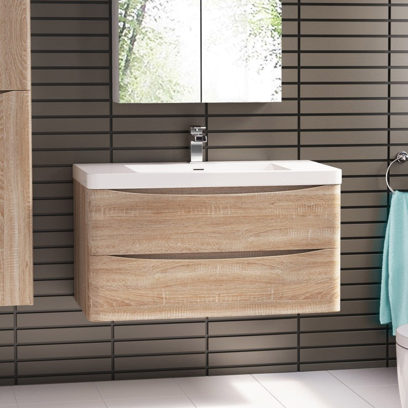 1200mm White Oak ANCONA Wall - Hung Vanity for Contemporary Bathrooms