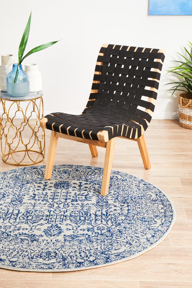 High - Quality Evoke Frost Blue Transitional Round Area Rug