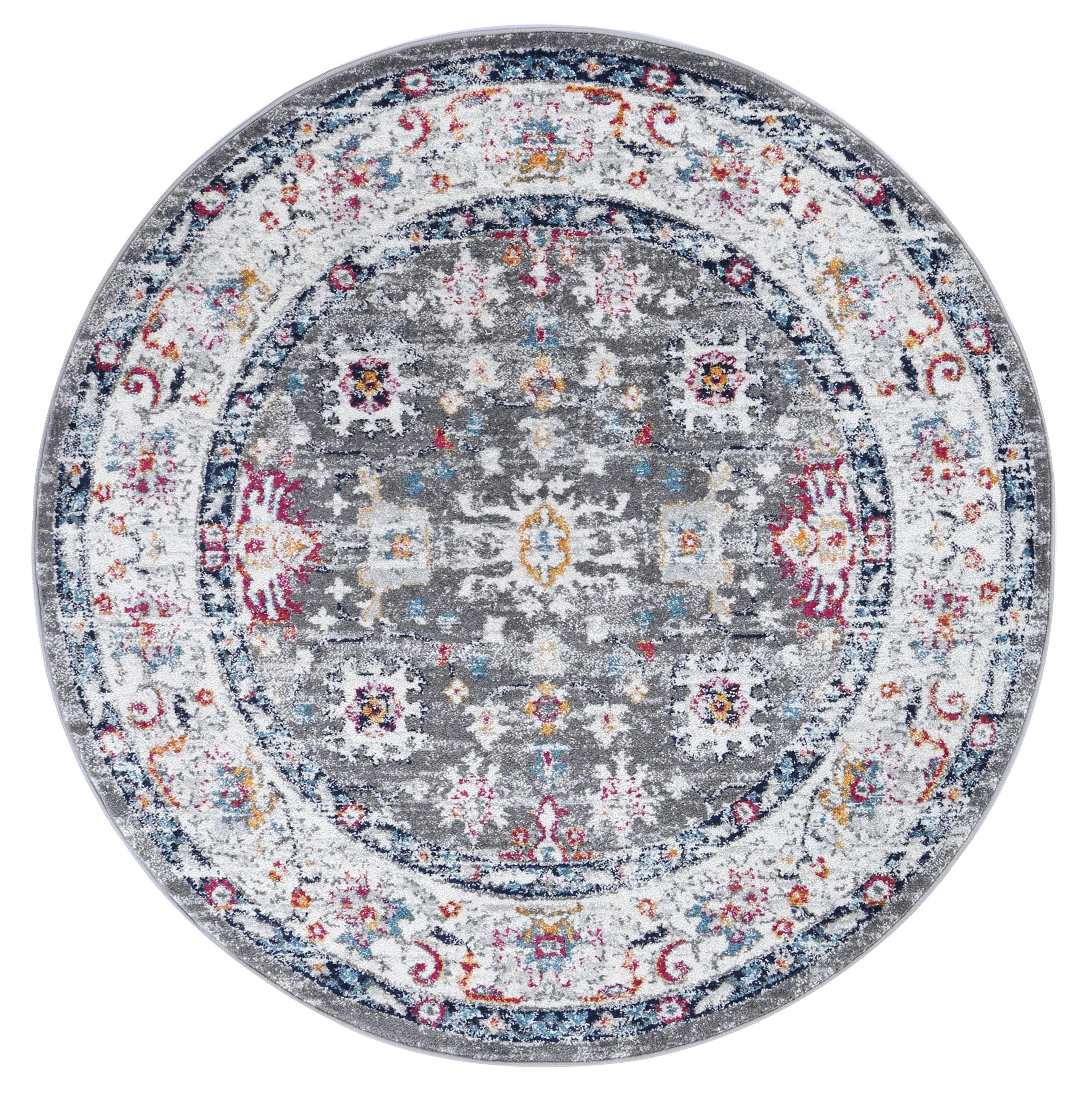 Ligures Grey Multi Traditional Rug - Trendy & Durable