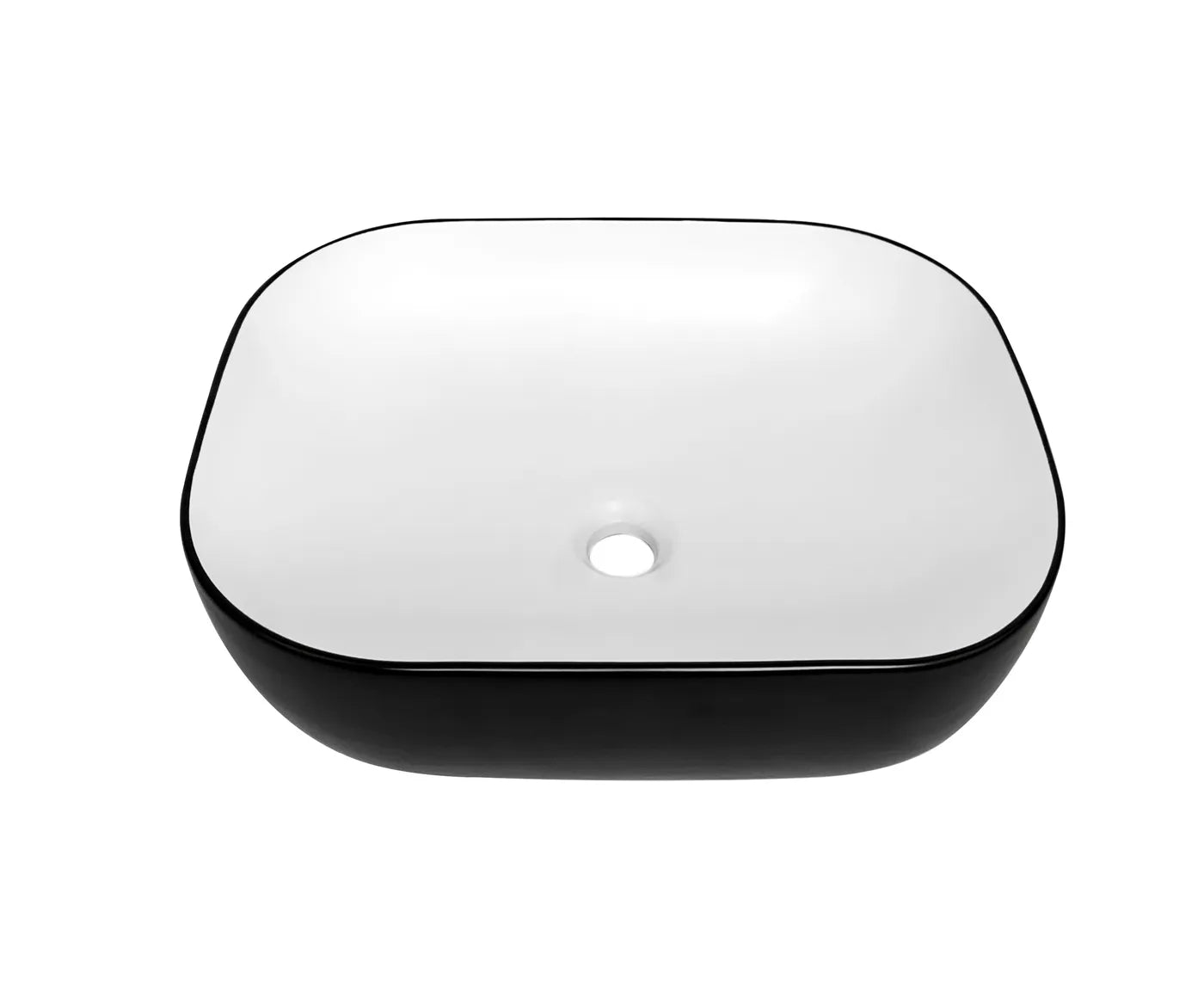 Oval Matte Black Exterior and Gloss White Interior Basin (480x390x150)