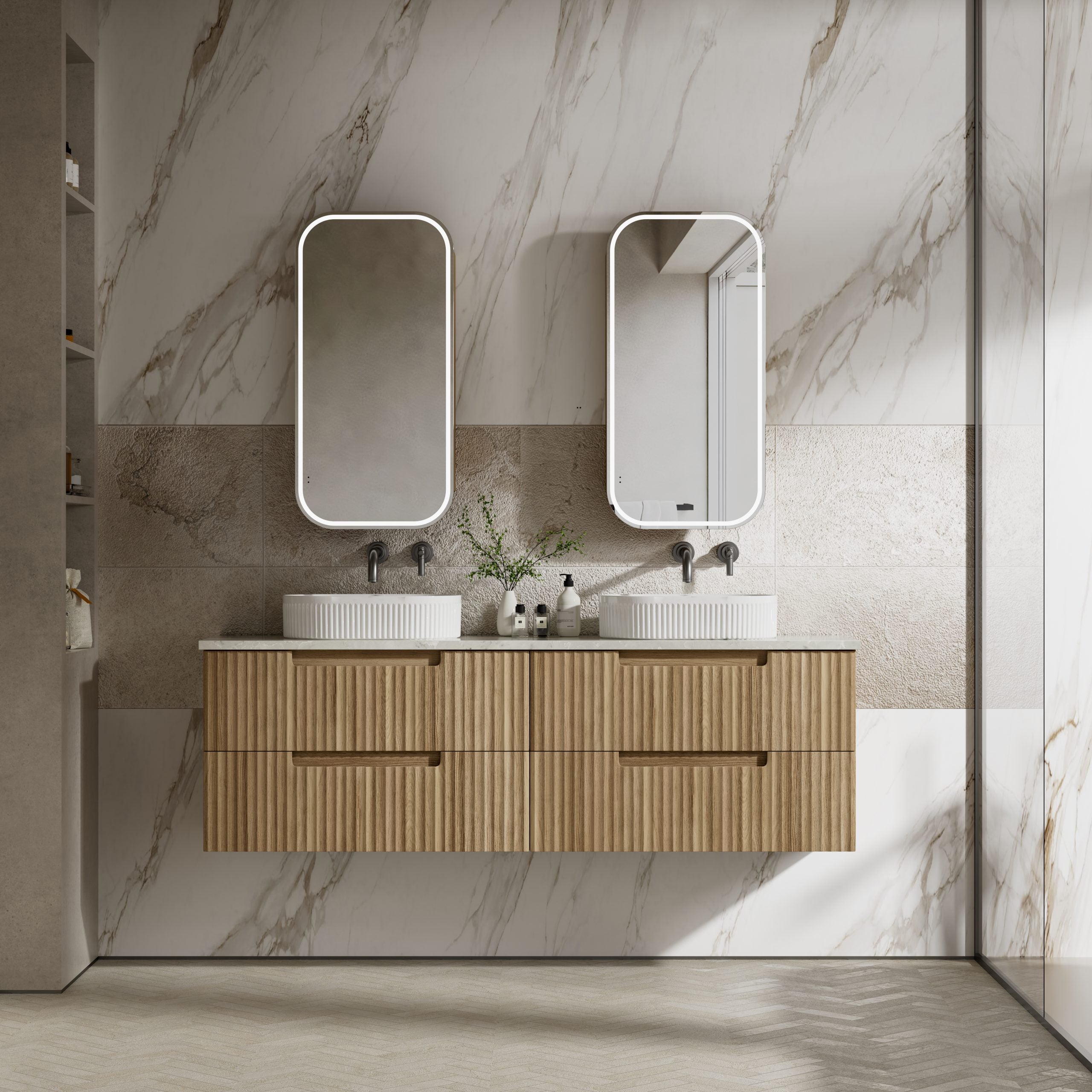 Lovina Tier Wall Hung Vanity in Harvest Oak - All Sizes Available