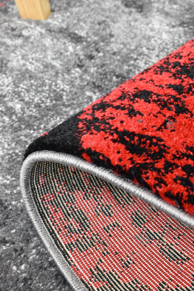 Hot Sale! Contemporary Novus 98A Grey and Red Machine - Woven Rug from Turkey