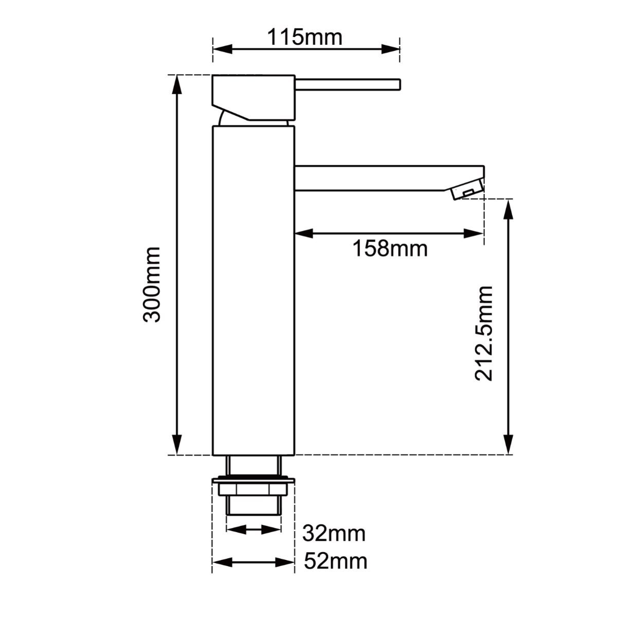 Chrome Round Tall LUCID PIN Basin Mixer for Modern Bathrooms