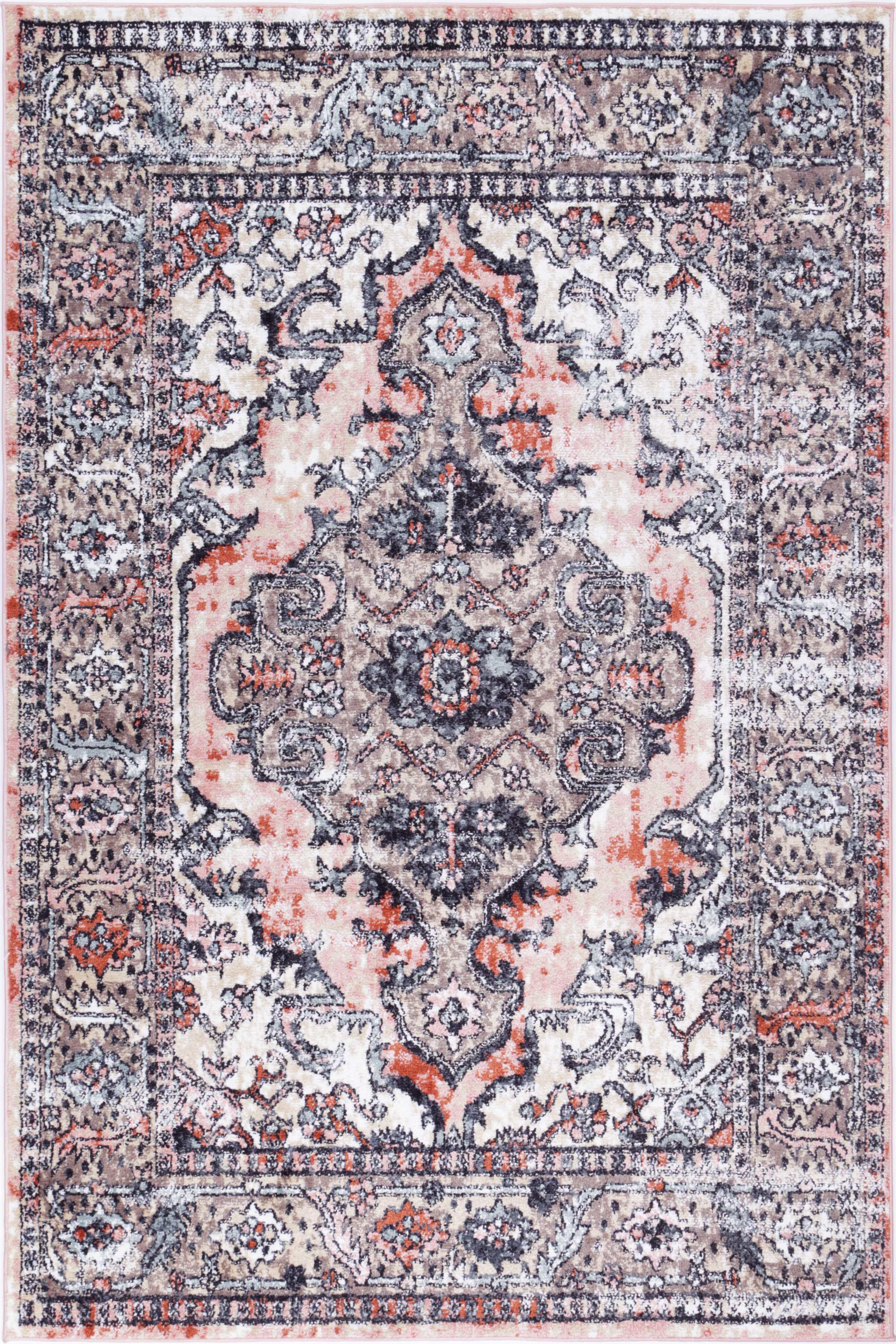 Anatolia Traditional Cream Terracotta Rug - Ideal for High Traffic Areas