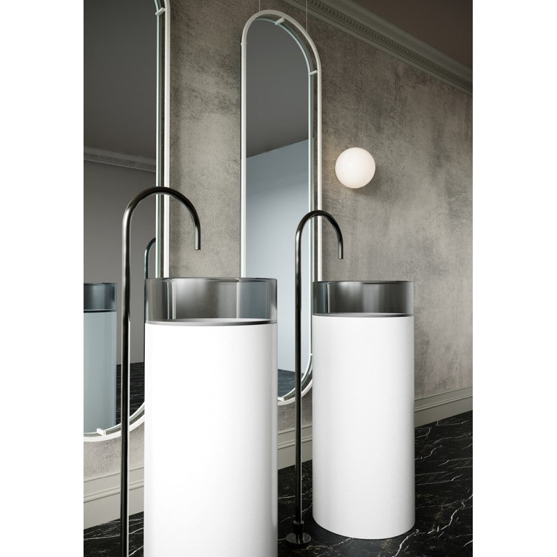 Hilton Freestanding Solid Surface Basin in Black Mist & Matte White