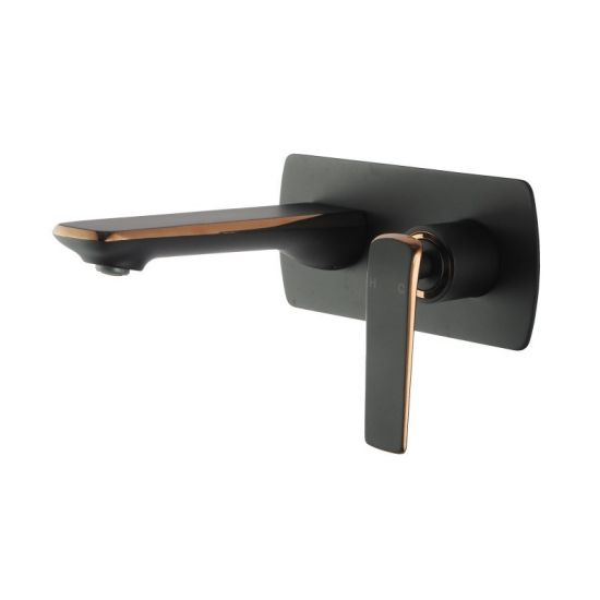 Hot! Esperia Matte Black & Rose Gold Wall Mixer with Spout