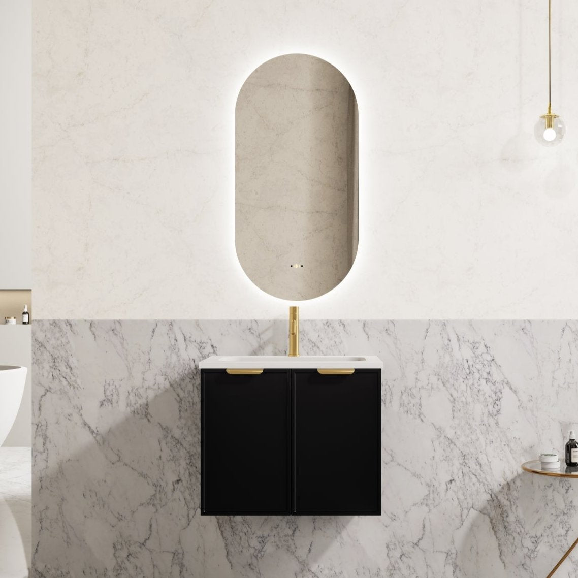 600mm Miami Wall - Hung PVC Cabinet in Sleek Matte Black