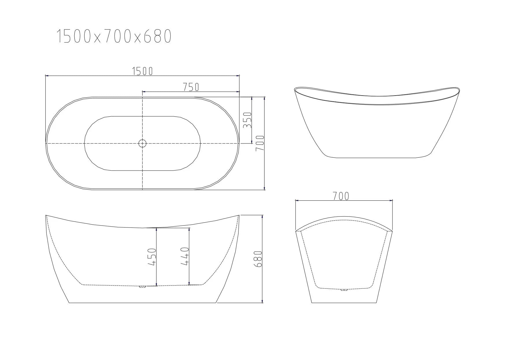 1500mm Opal White Luxury Freestanding Bathtub for Elegant Bathrooms