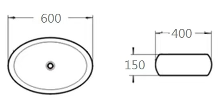 HOT! POSEIDON Oval Black and White Basin (600x400x150)