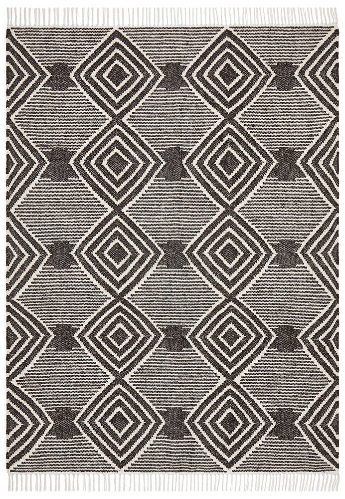 Miller's Charcoal Rhythm Dance Hand - Loomed Wool - Cotton Viscose Rug
