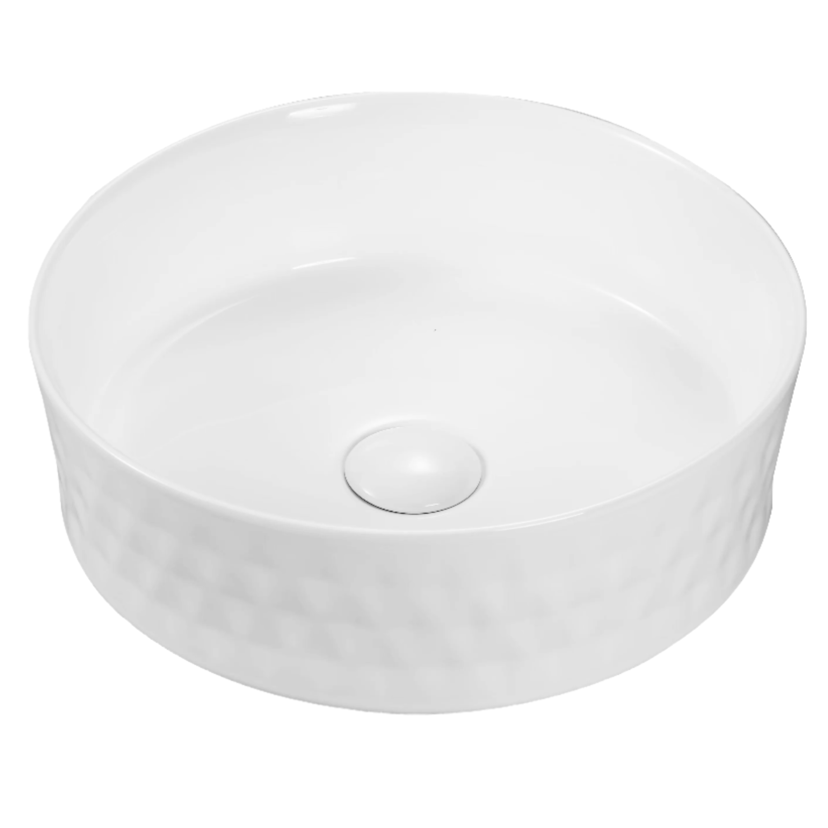 Glossy White ABS Ceramic Round Lattice Pattern Basin (360x360x120)