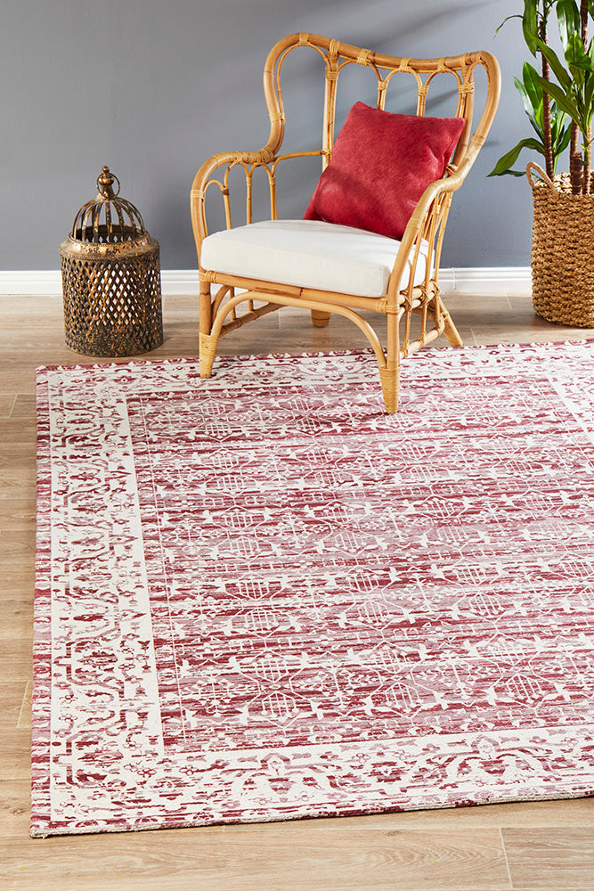 8mm Pile Magnolia 88 Rose Cotton Chenille Jacquard Woven Rug