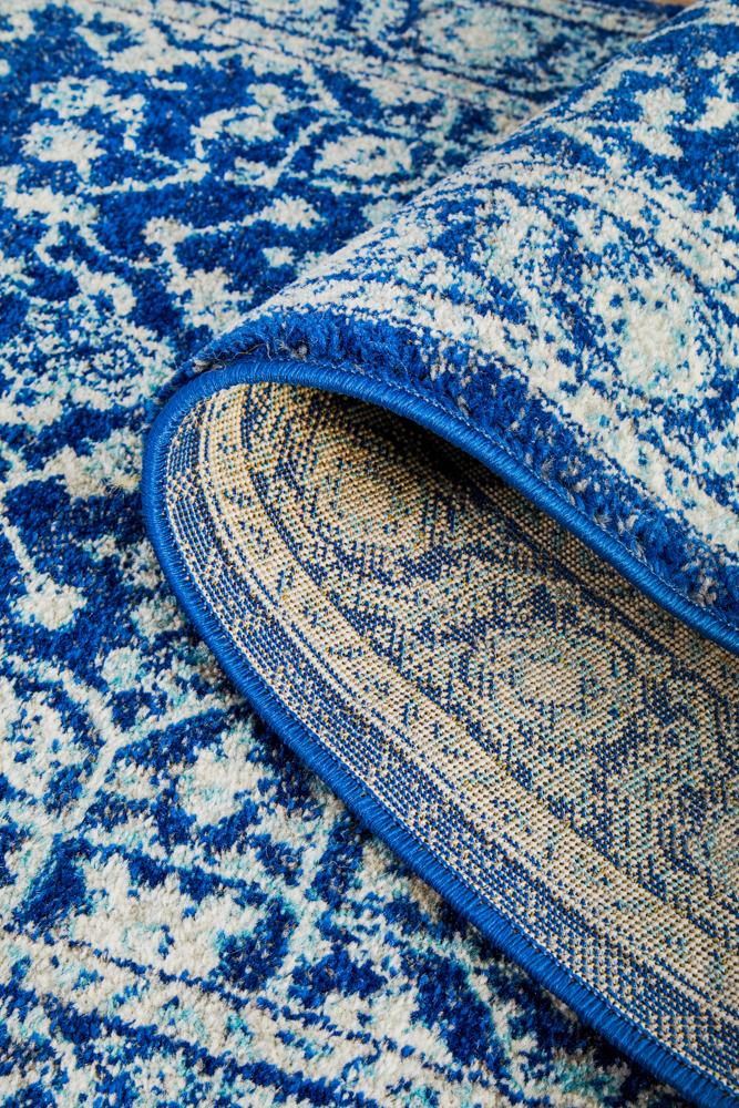 Navy Transitional Power-Loomed Runner Rug with Artisan Craftsmanship